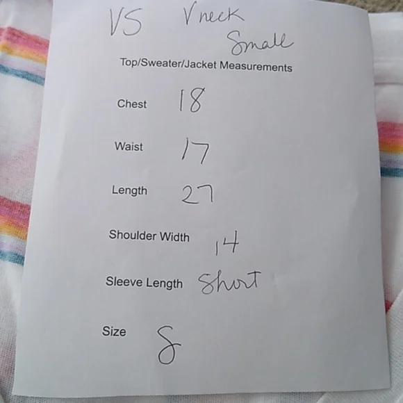 Junior's PINK Victoria's Secret Striped V Neck Tee shirt, White Multi,  Small - Picture 6 of 6